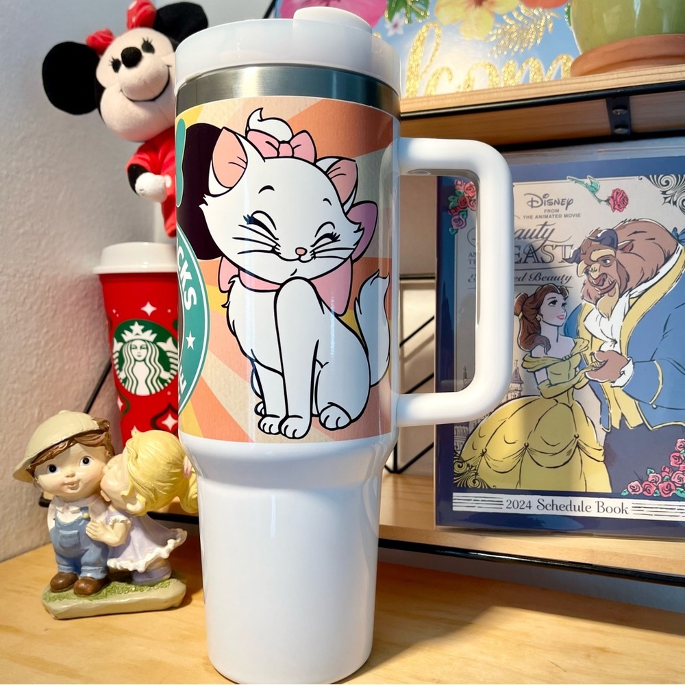 Disney Starbucks The aristocats movie Marie 40 oz Tumbler/Water bottle/Mug with